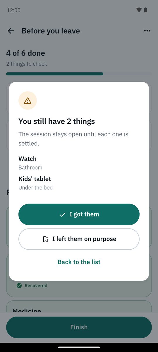 Cannot finish with items pending