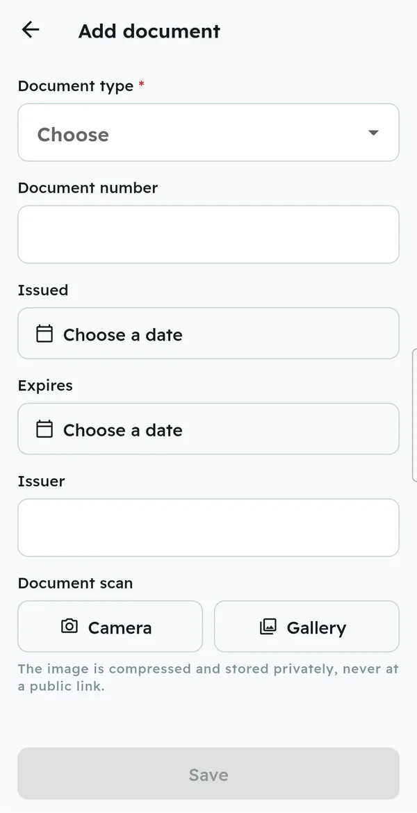 Adding a document with a photo