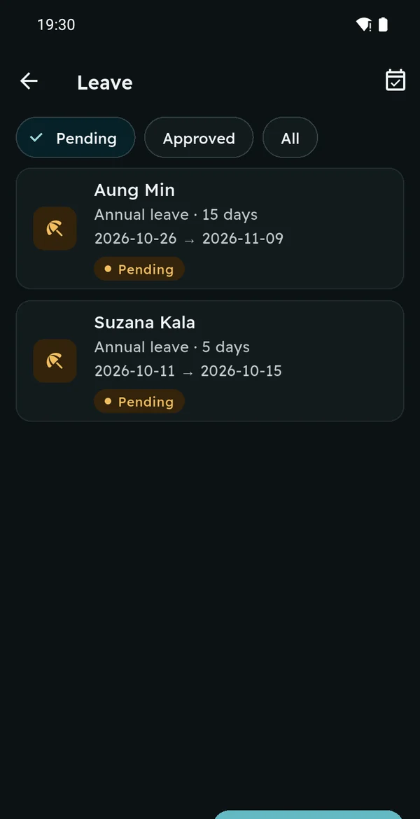 Leave requests waiting for approval